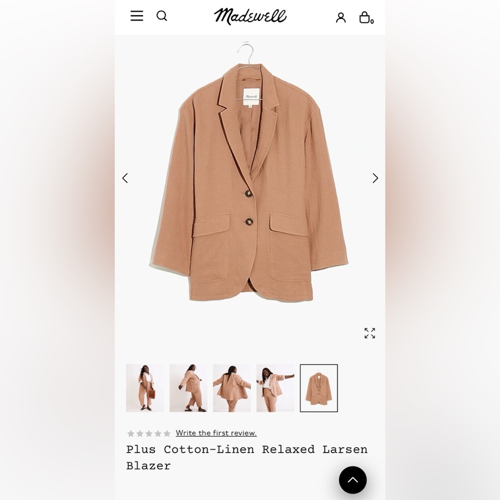 MADEWELL - never worn - Plus Cotton-Linen Relaxed Larsen
Blazer - 2X